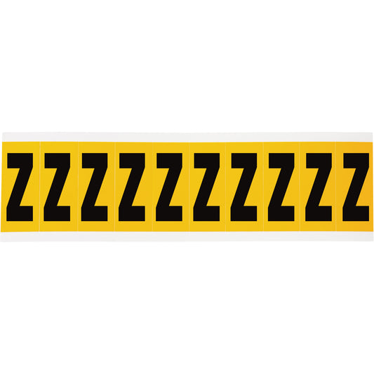 Brady Individual Number & Letter Labels, Z, 2" H, Black on Yellow