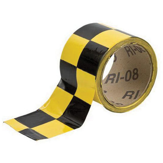 Brady Checkered Marking Tape, 2" x 54', Vinyl, Black and Yellow
