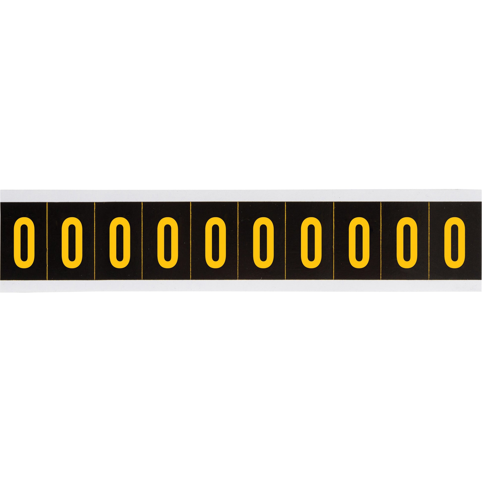 Brady Individual Number and Letter Labels, 0, 2" H, Yellow on Black