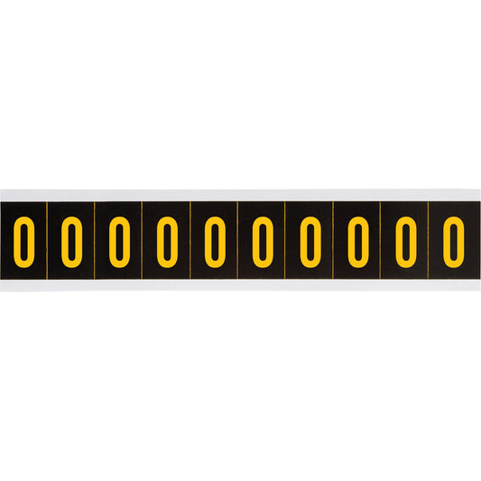 Brady Individual Number and Letter Labels, 0, 2" H, Yellow on Black