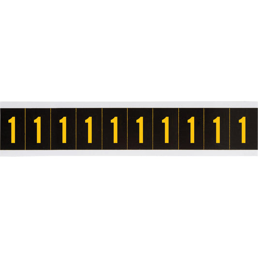 Brady Individual Number and Letter Labels, 1, 1" H, Yellow on Black