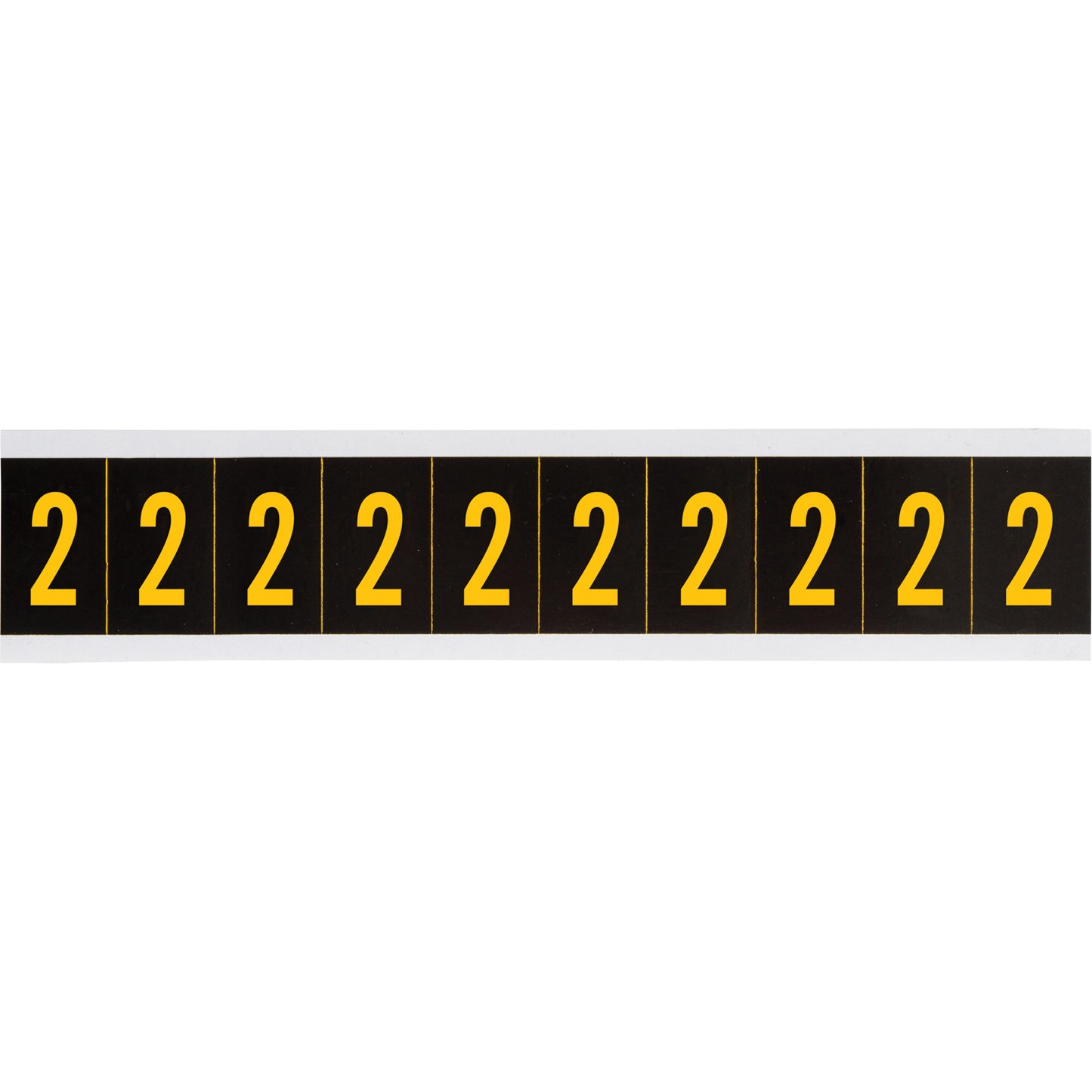 Brady Individual Number and Letter Labels, 2, 1" H, Yellow on Black