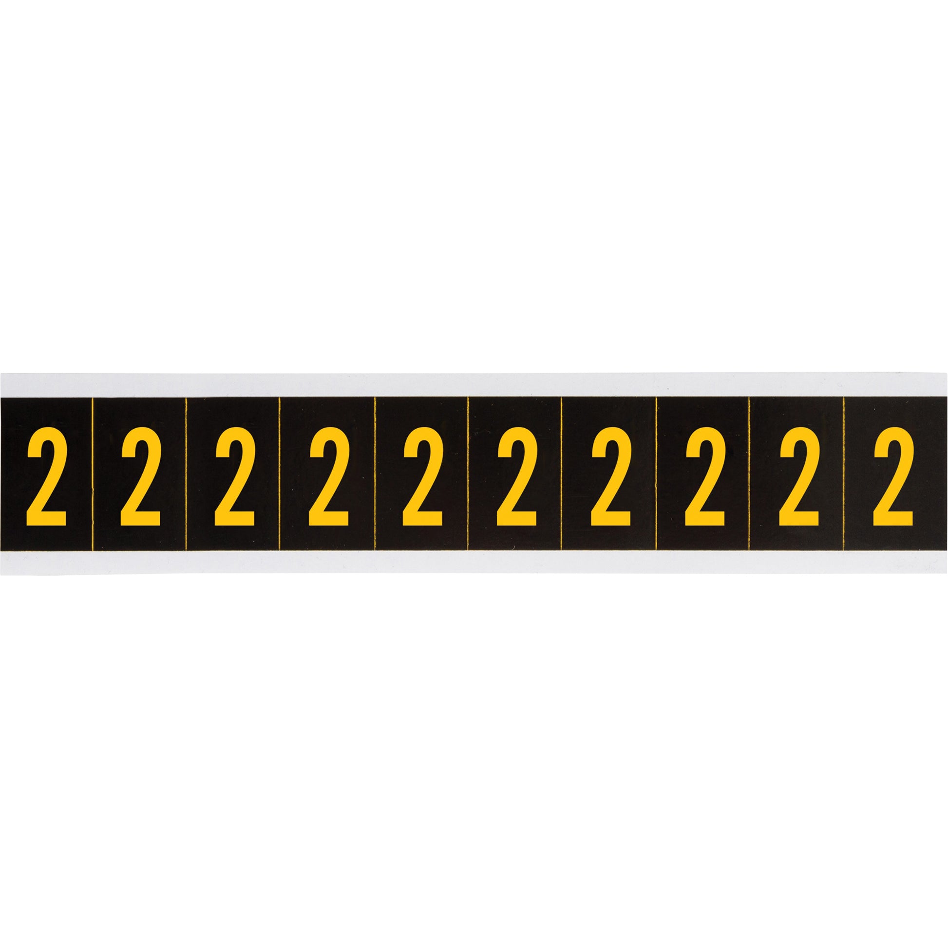 Brady Individual Number and Letter Labels, 2, 1" H, Yellow on Black