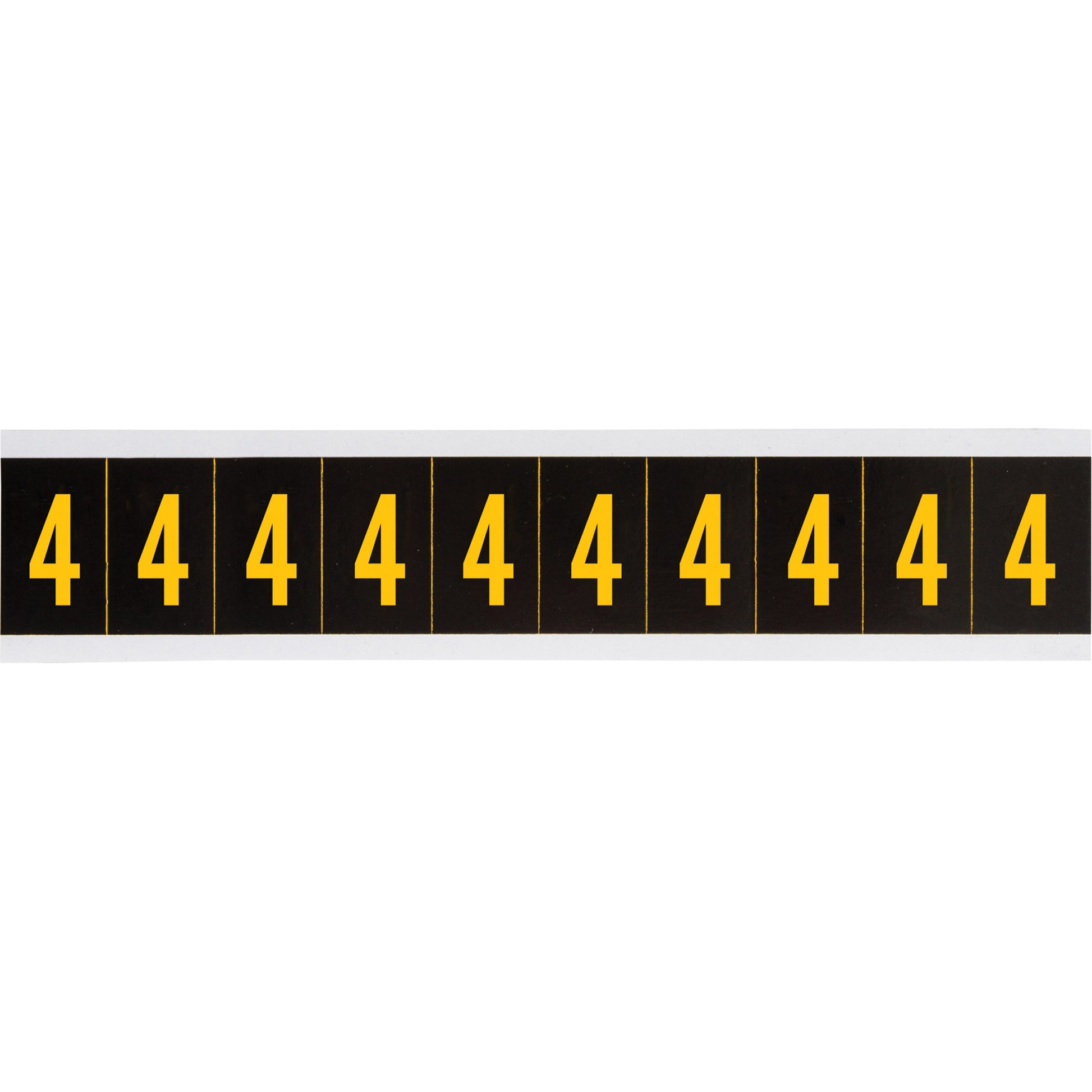 Brady Individual Number and Letter Labels, 4, 1" H, Yellow on Black