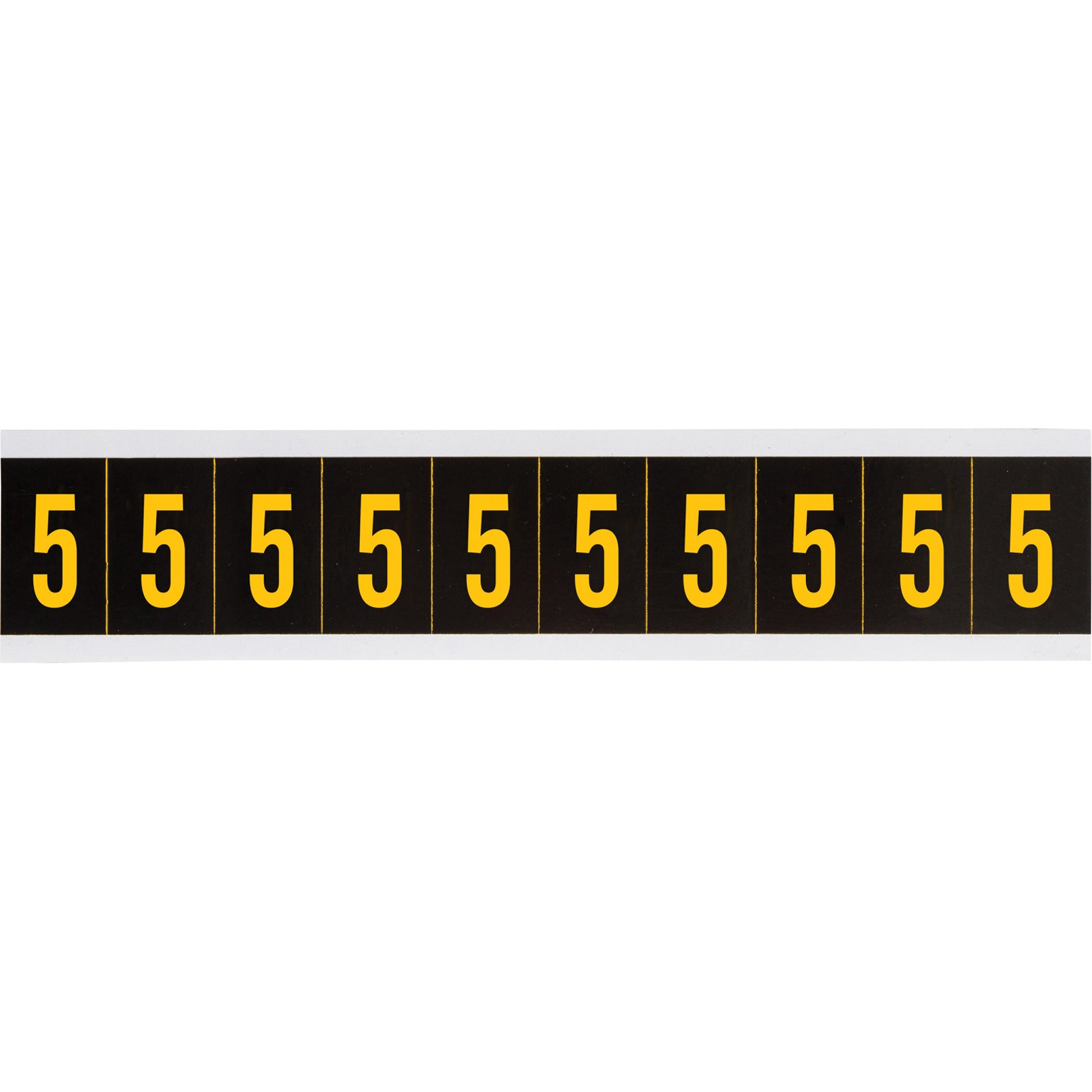 Brady Individual Number and Letter Labels, 5, 1" H, Yellow on Black