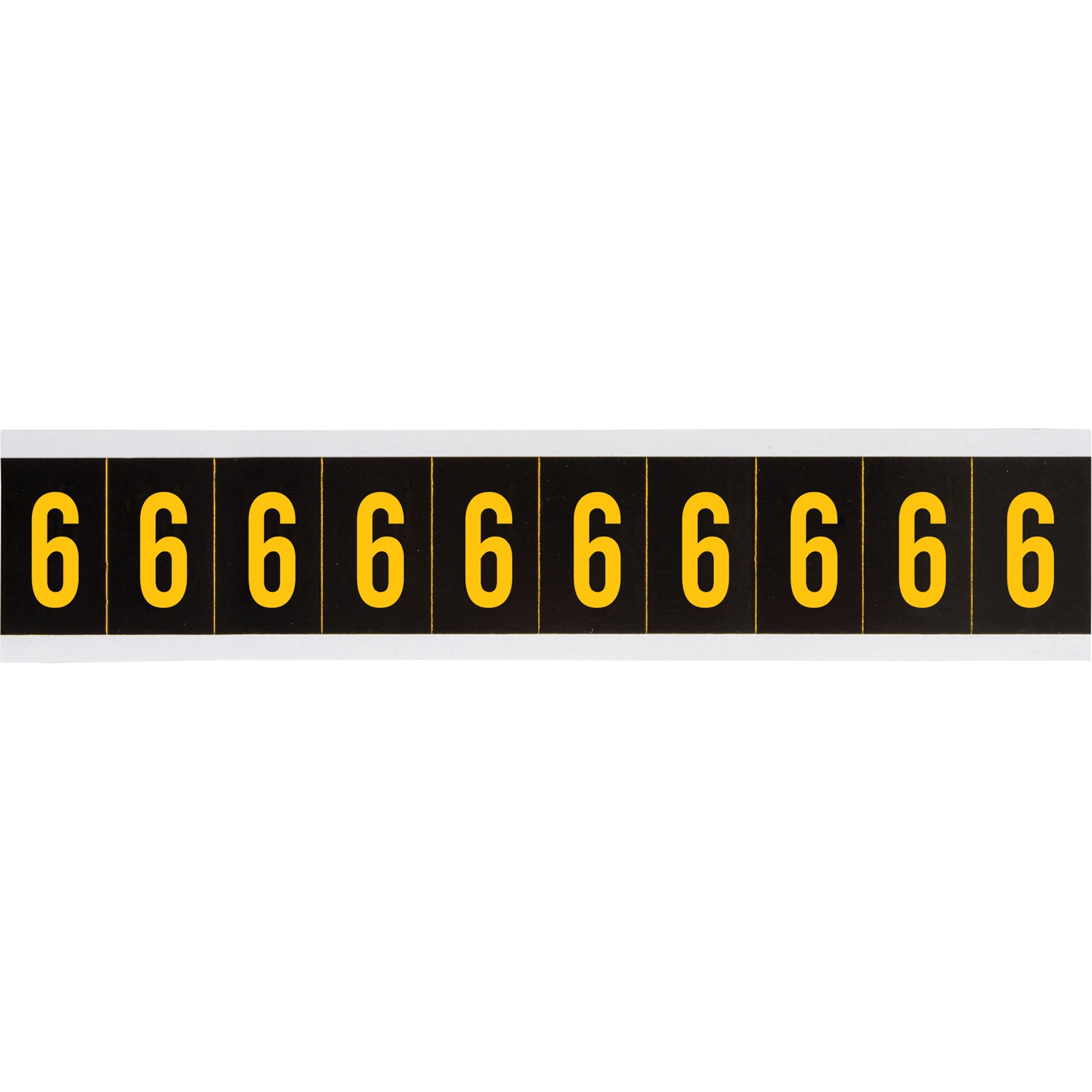 Brady Individual Number and Letter Labels, 6, 1" H, Yellow on Black