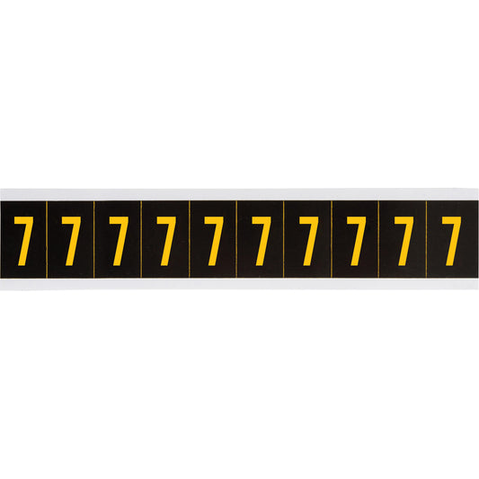 Brady Repositionable Individual Number and Letter Label, 7, 1" H, Yellow on Black