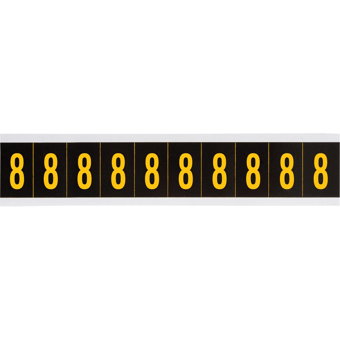 Brady Individual Number and Letter Labels, 8, 1" H, Yellow on Black