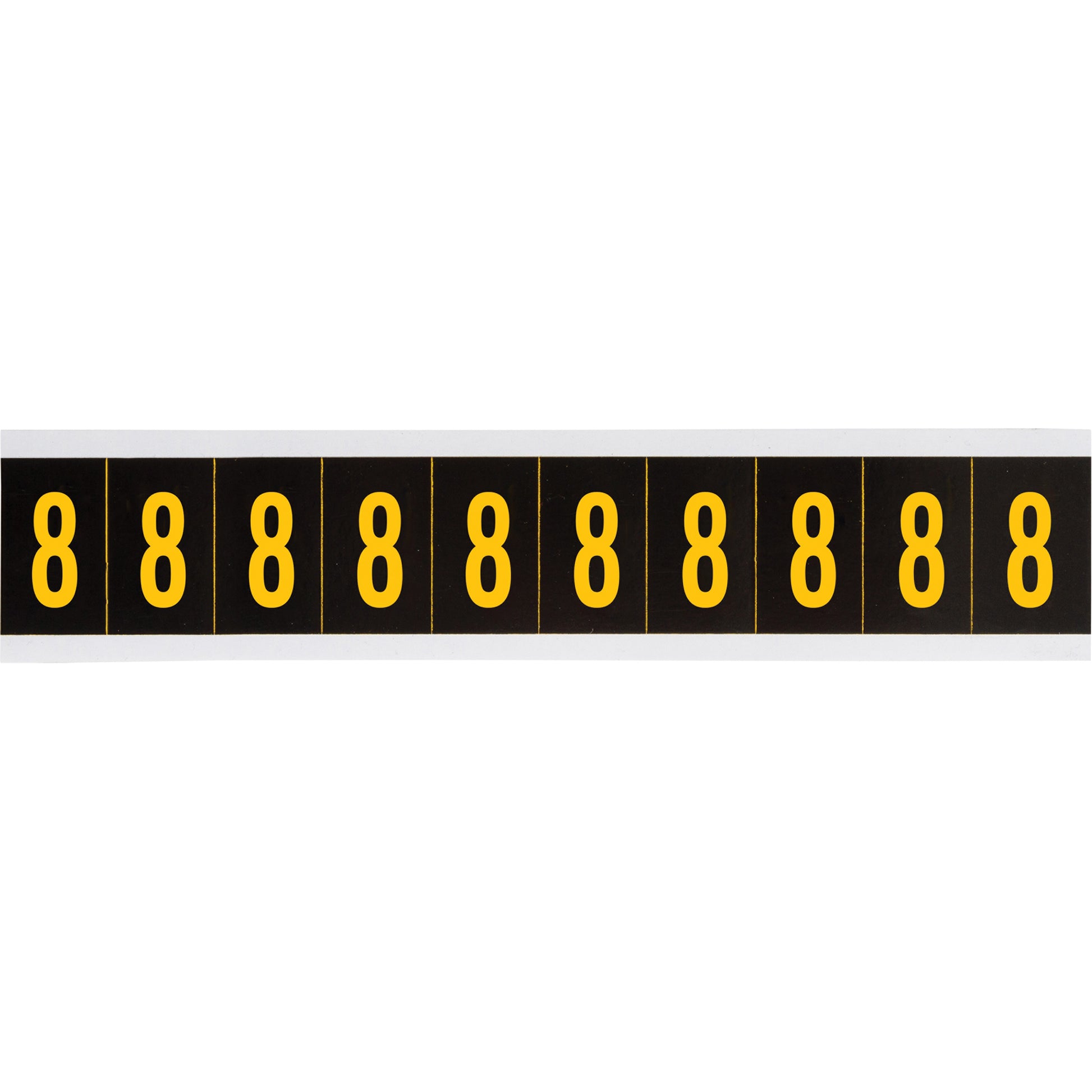 Brady Individual Number and Letter Labels, 8, 1" H, Yellow on Black