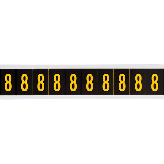 Brady Individual Number and Letter Labels, 8, 2" H, Yellow on Black