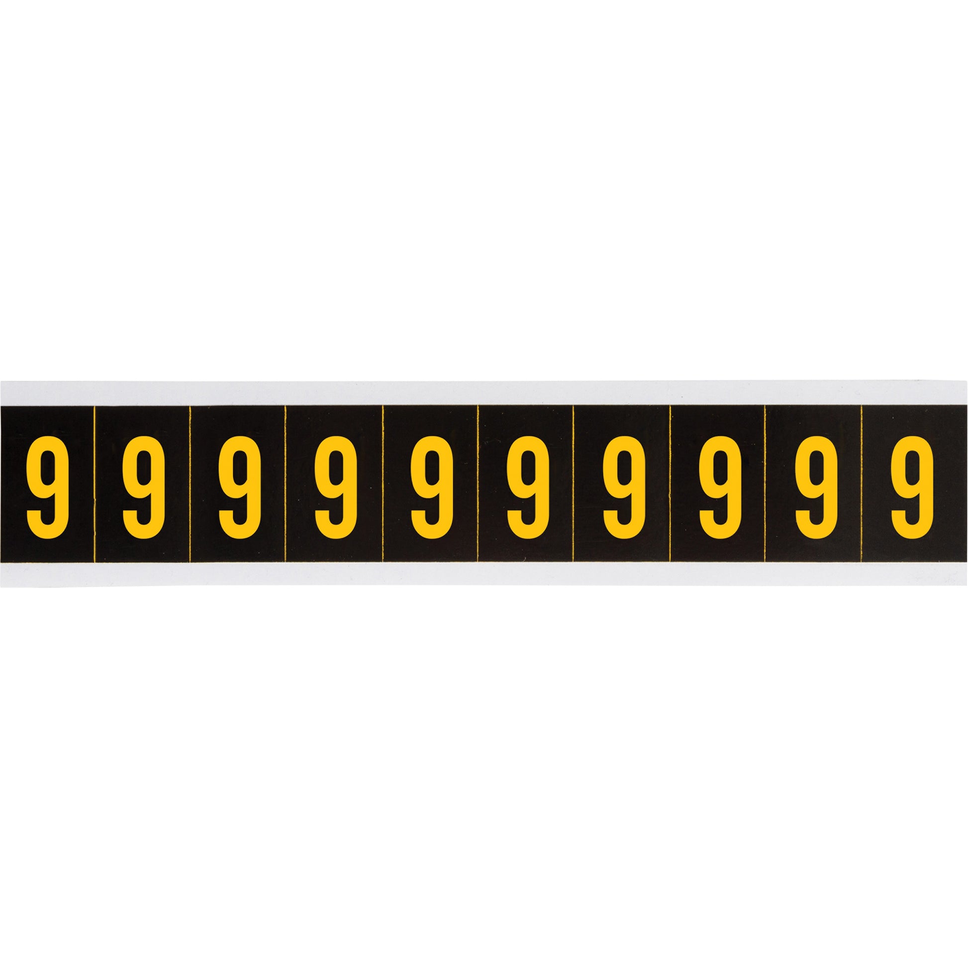 Brady Individual Number and Letter Labels, 9, 2" H, Yellow on Black