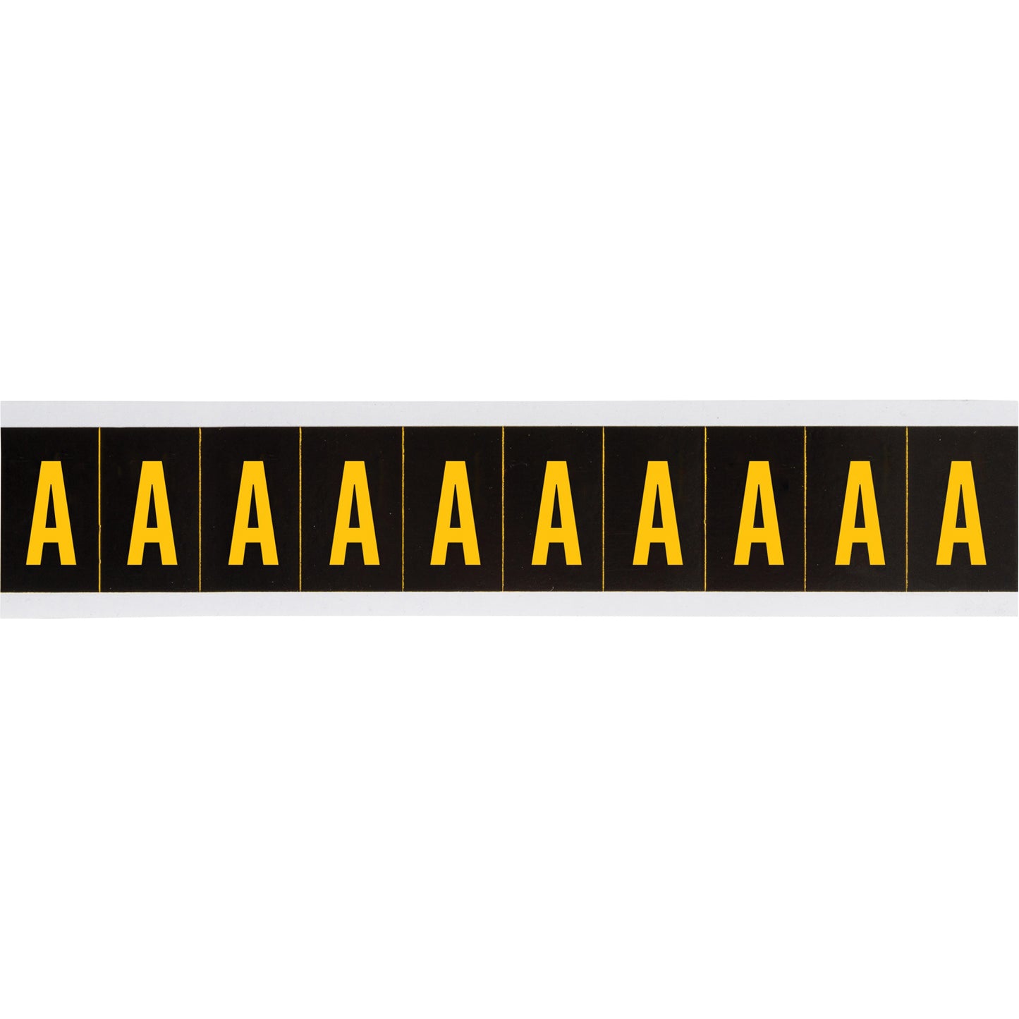 Brady Individual Number and Letter Labels, A, 2" H, Yellow on Black