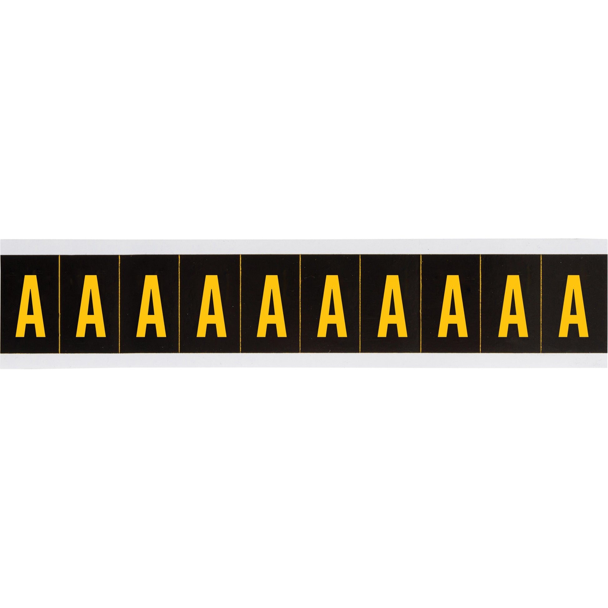 Brady Individual Number and Letter Labels, A, 2" H, Yellow on Black