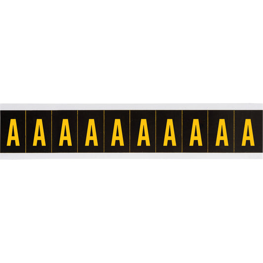 Brady Individual Number and Letter Labels, A, 2" H, Yellow on Black