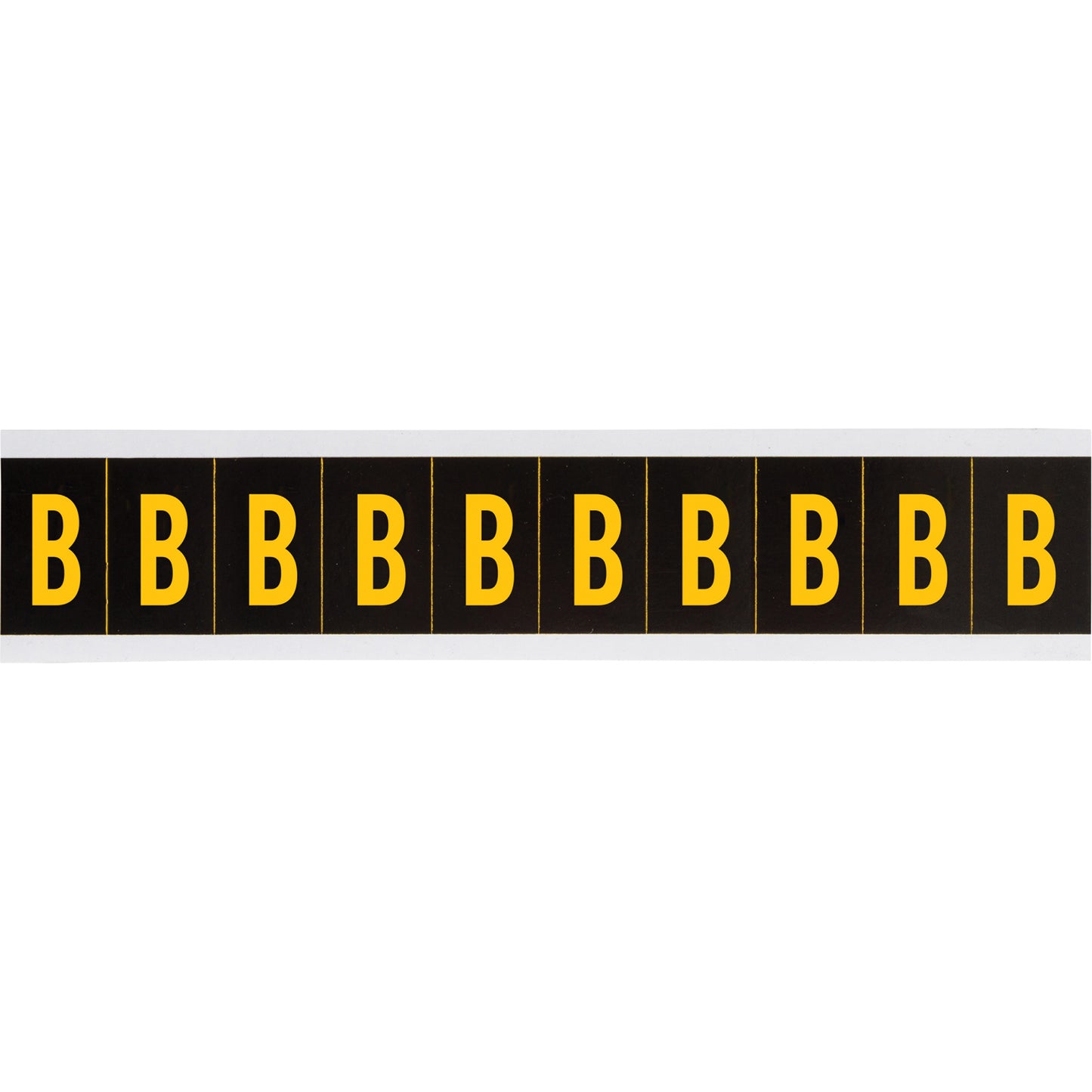 Brady Individual Number and Letter Labels, B, 2" H, Yellow on Black