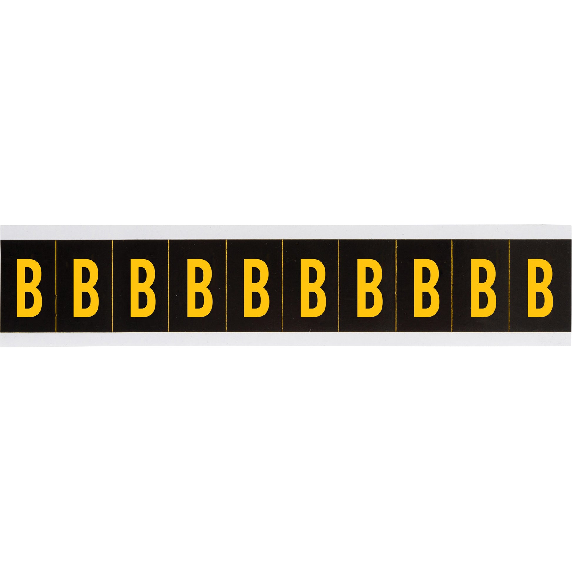 Brady Individual Number and Letter Labels, B, 2" H, Yellow on Black
