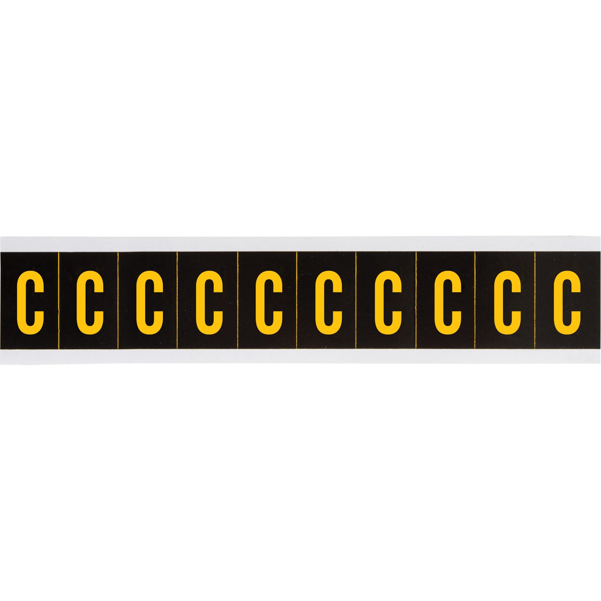 Brady Individual Number and Letter Labels, C, 2" H, Yellow on Black