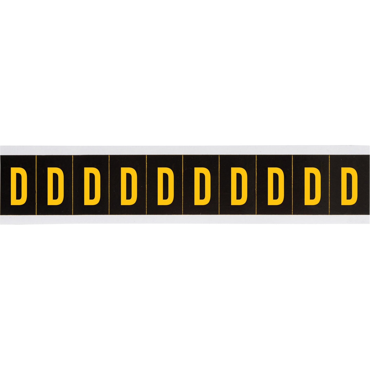Brady Individual Number and Letter Labels, D, 2" H, Yellow on Black