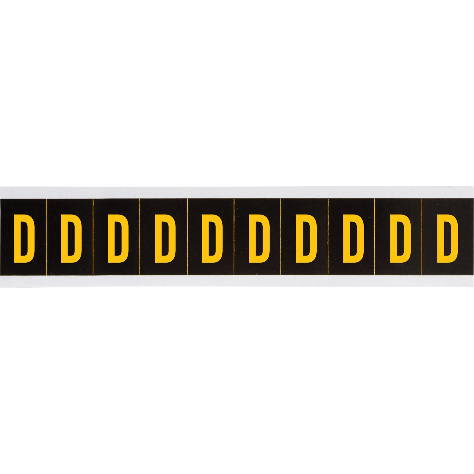 Brady Individual Number and Letter Labels, D, 2" H, Yellow on Black