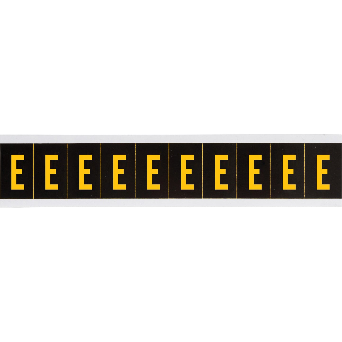 Brady Individual Number and Letter Labels, E, 2" H, Yellow on Black