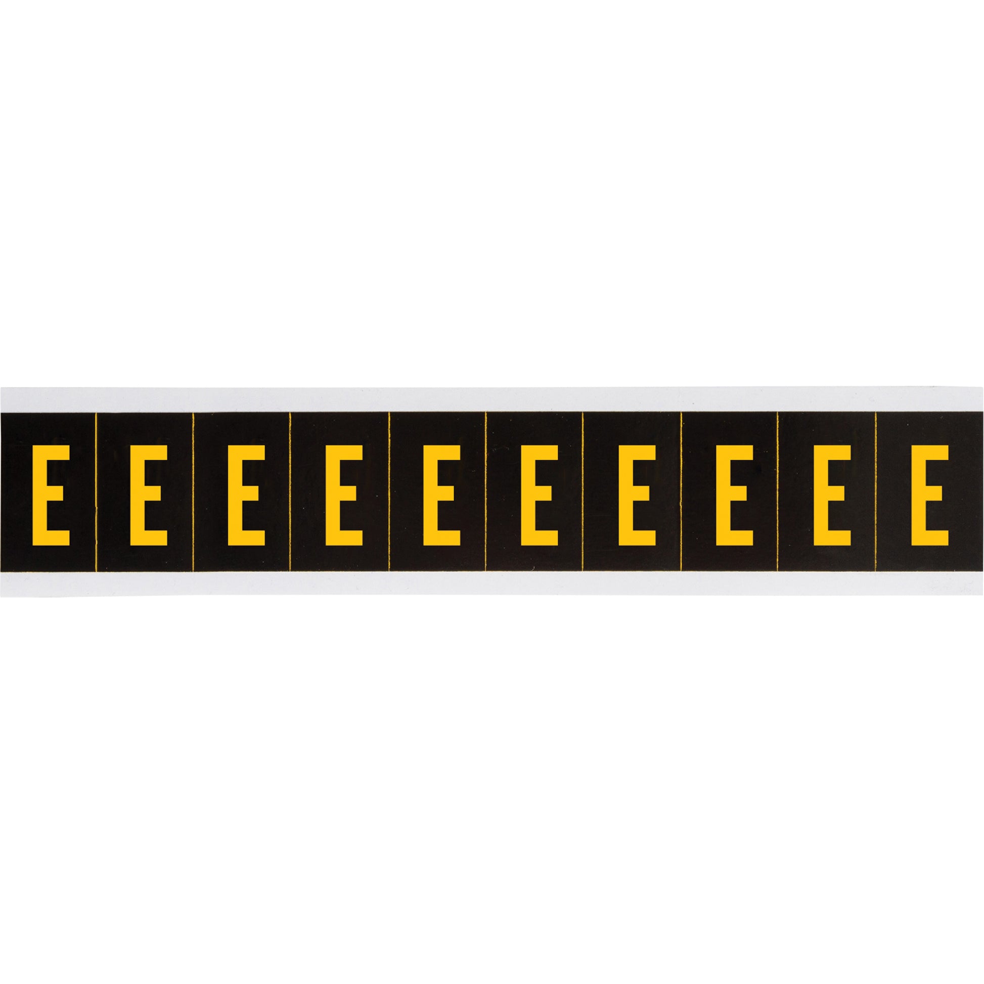 Brady Individual Number and Letter Labels, E, 2" H, Yellow on Black
