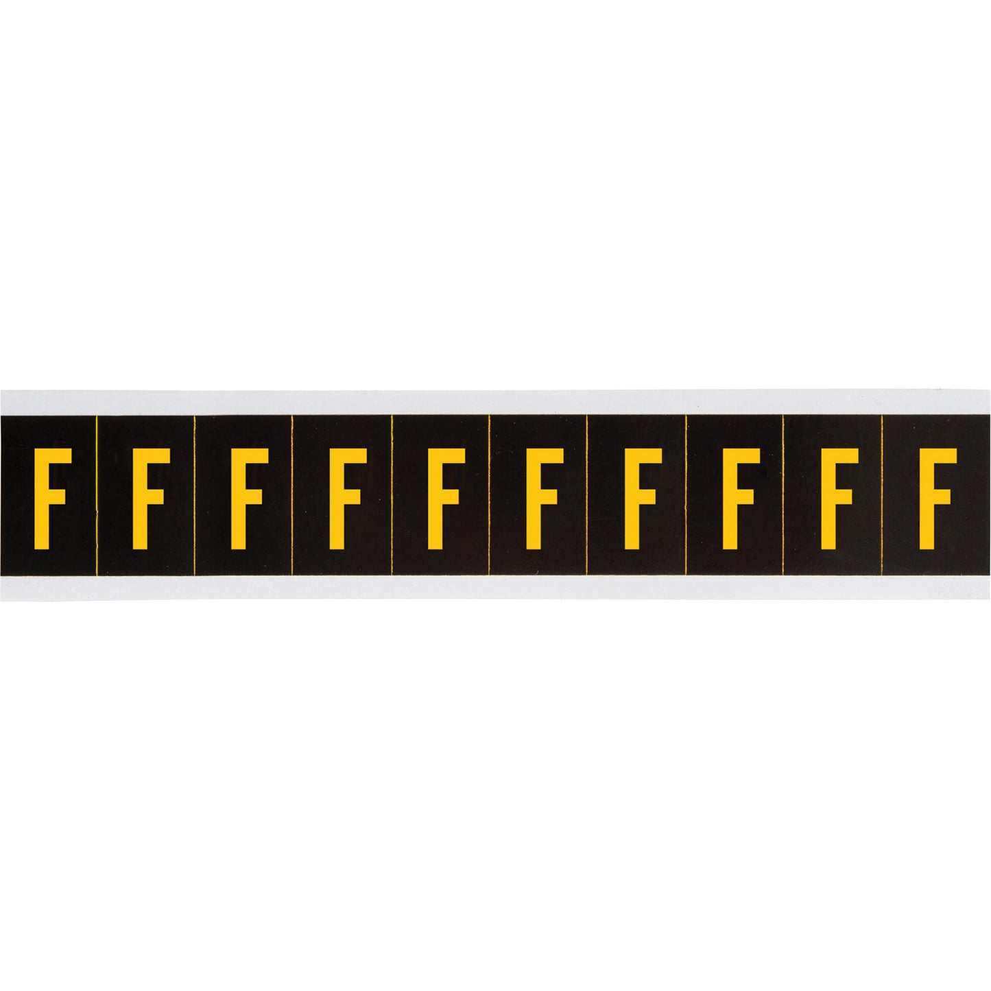 Brady Individual Number and Letter Labels, F, 2" H, Yellow on Black