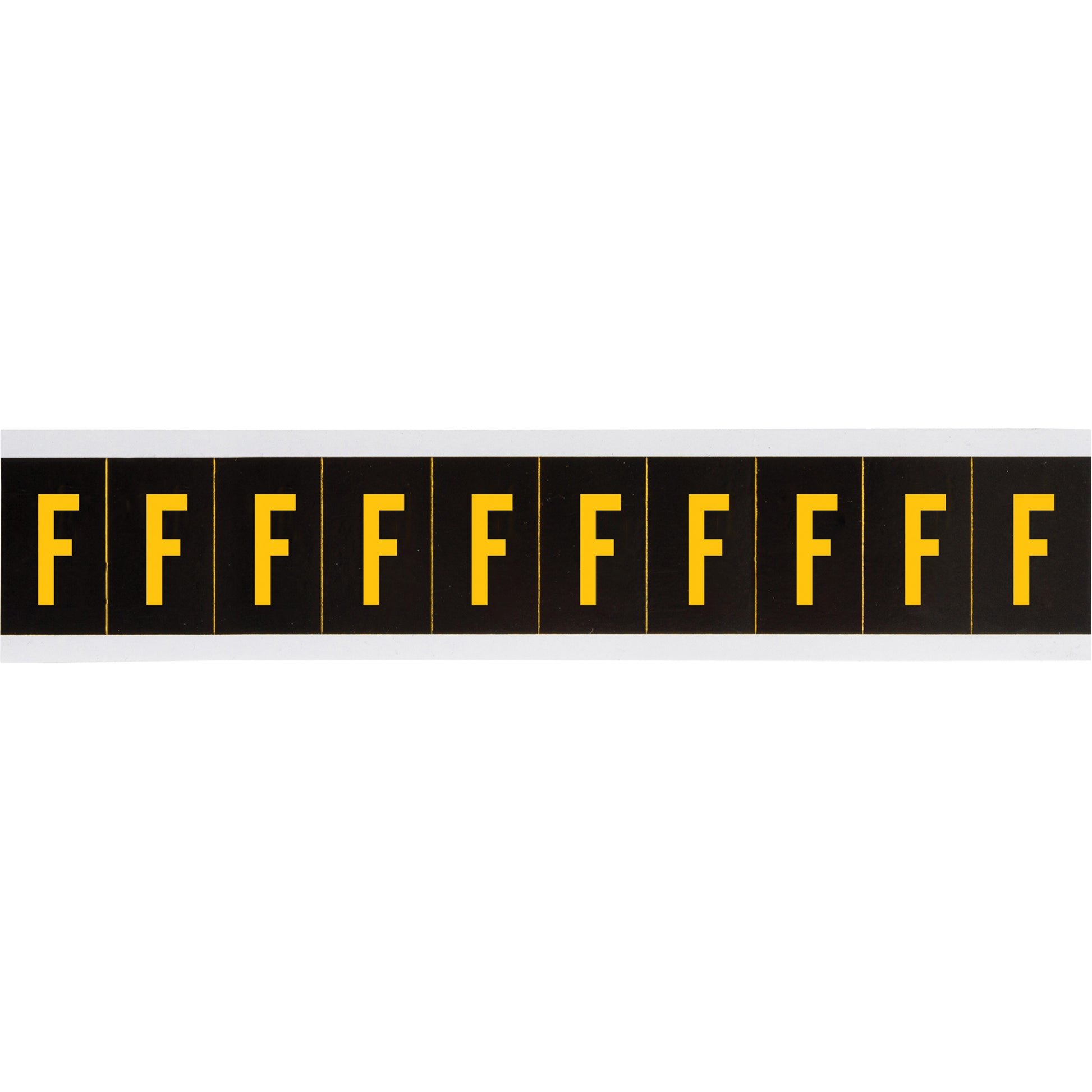 Brady Individual Number and Letter Labels, F, 2" H, Yellow on Black