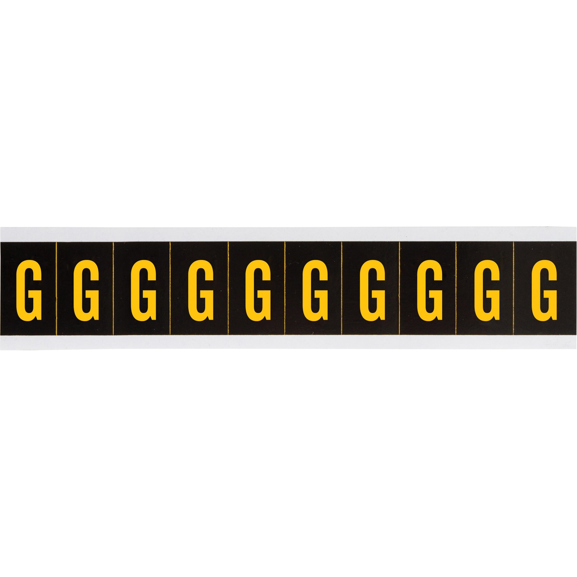 Brady Individual Number and Letter Labels, G, 2" H, Yellow on Black