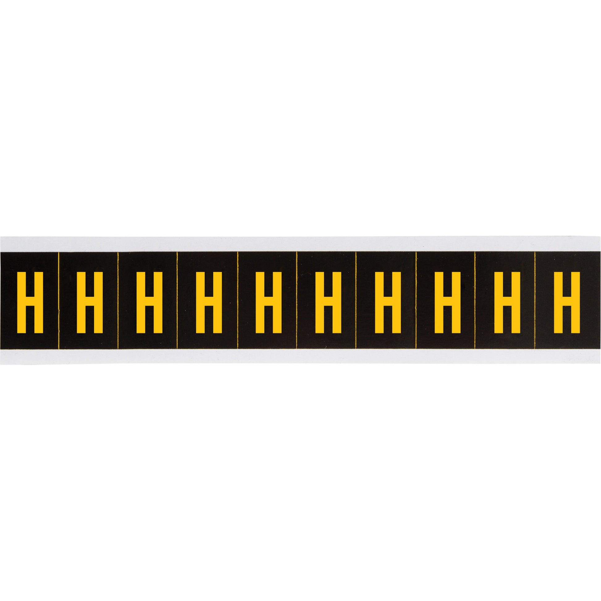 Brady Individual Number and Letter Labels, H, 2" H, Yellow on Black