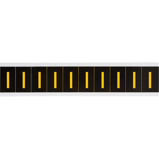 Brady Individual Number and Letter Labels, I, 2" H, Yellow on Black