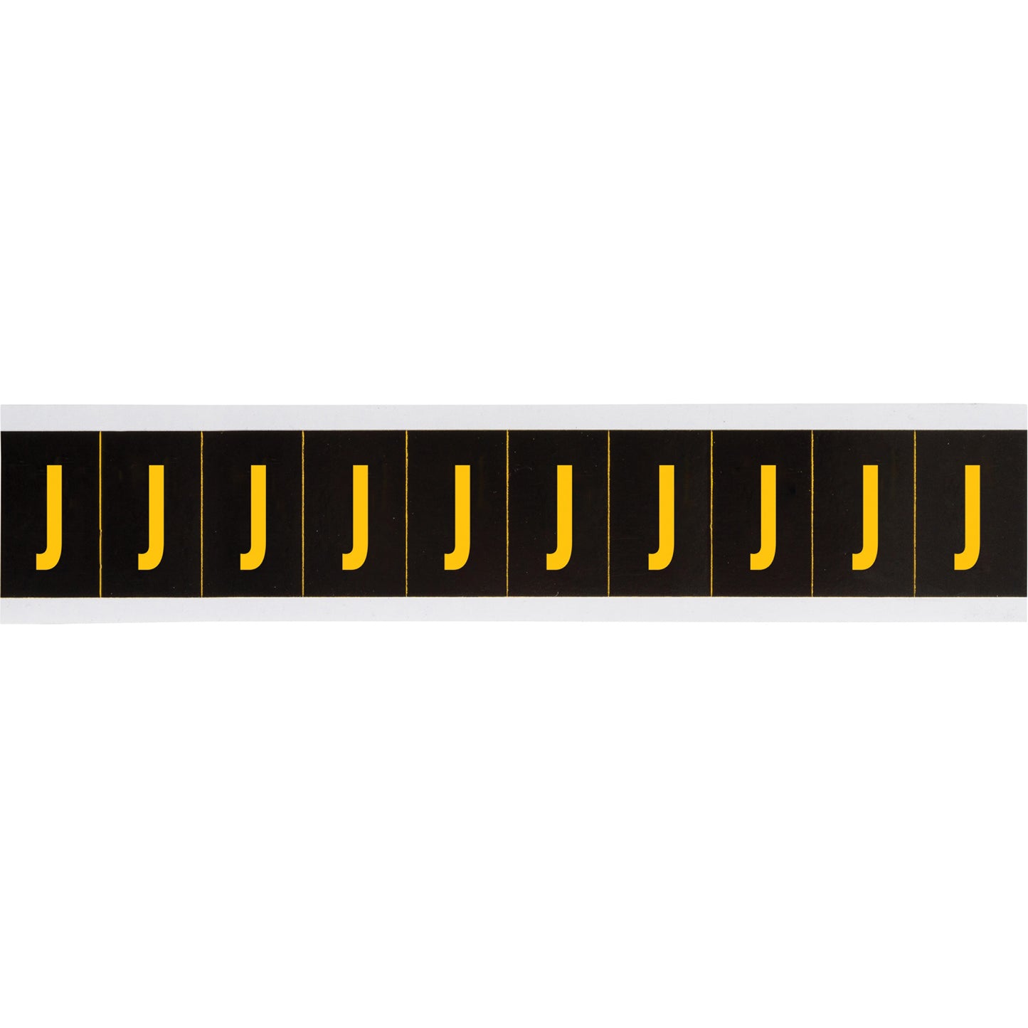 Brady Individual Number and Letter Labels, J, 2" H, Yellow on Black