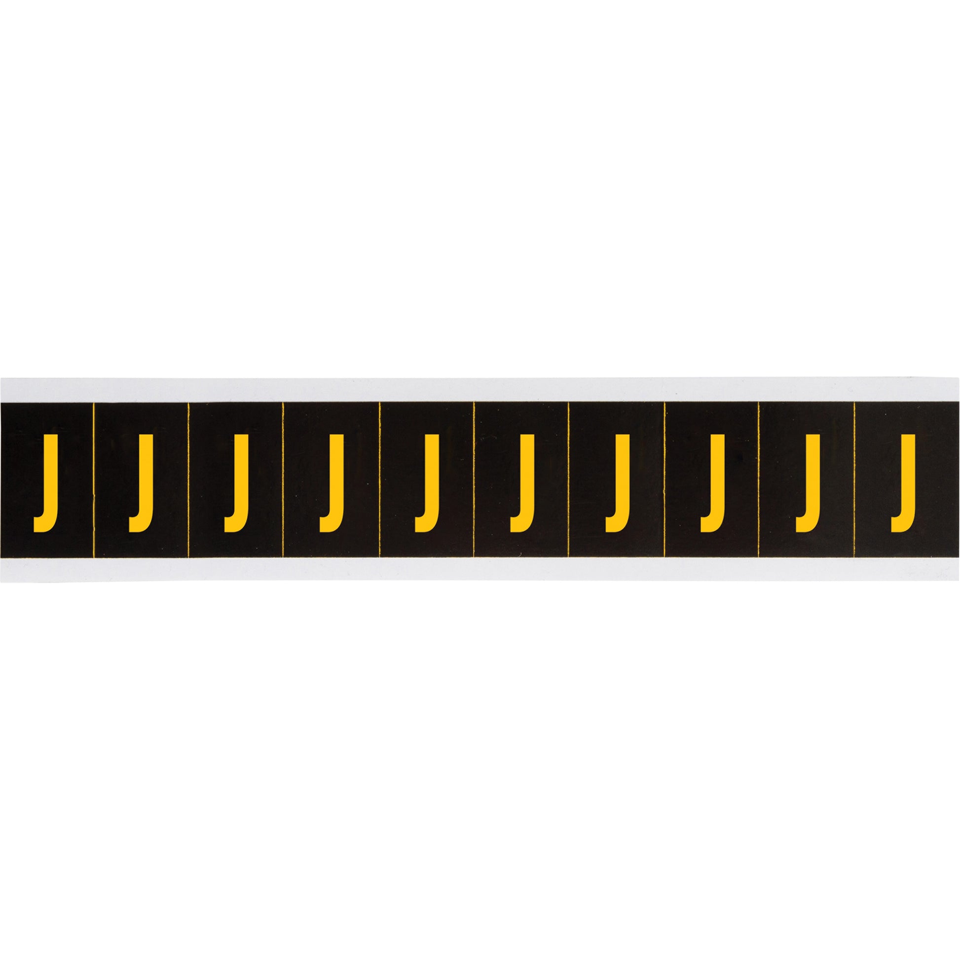 Brady Individual Number and Letter Labels, J, 2" H, Yellow on Black