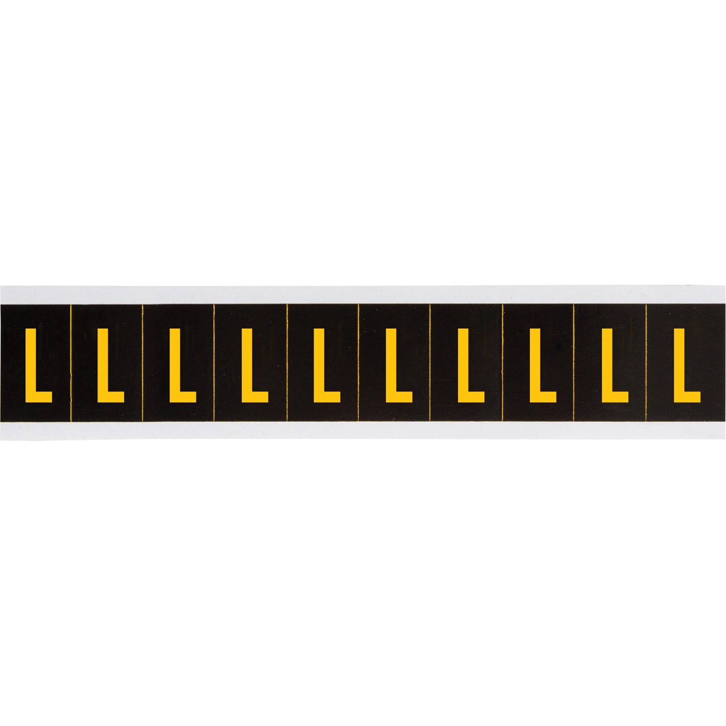 Brady Individual Number and Letter Labels, L, 2" H, Yellow on Black