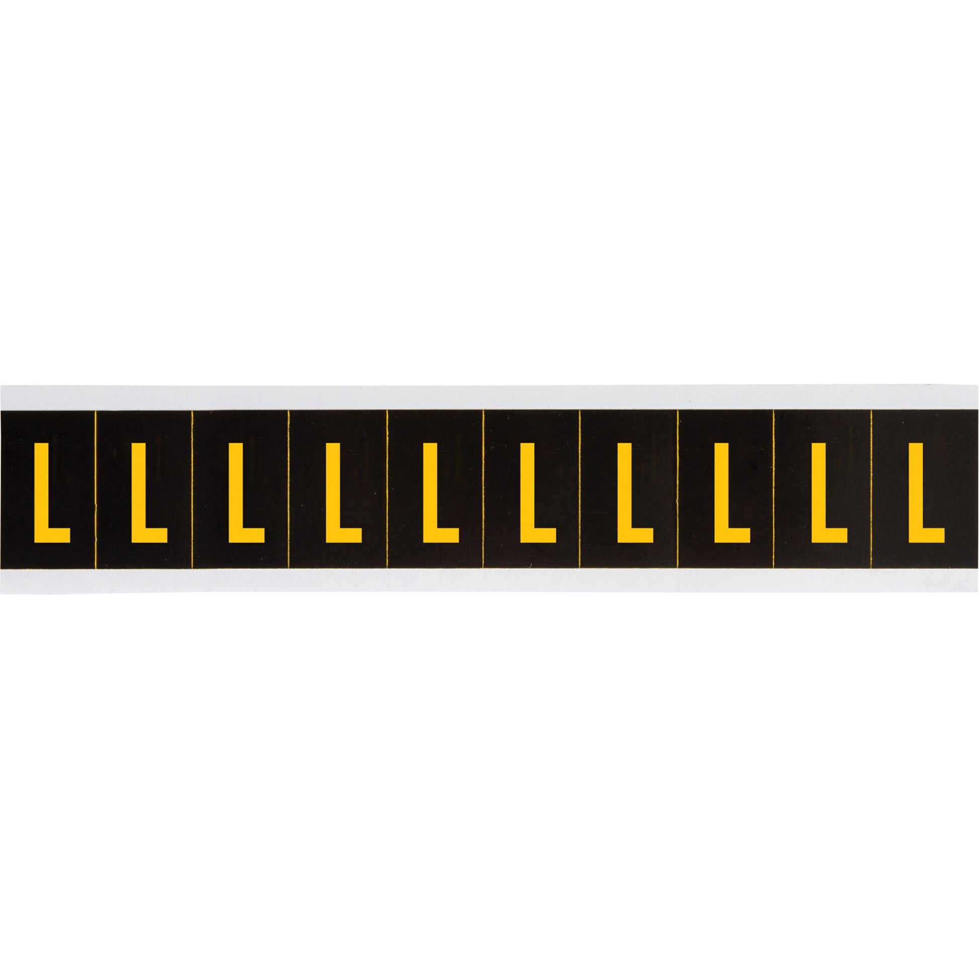 Brady Individual Number and Letter Labels, L, 2" H, Yellow on Black