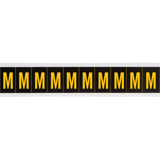 Brady Individual Number & Letter Labels, M, 2" H, Yellow on Black