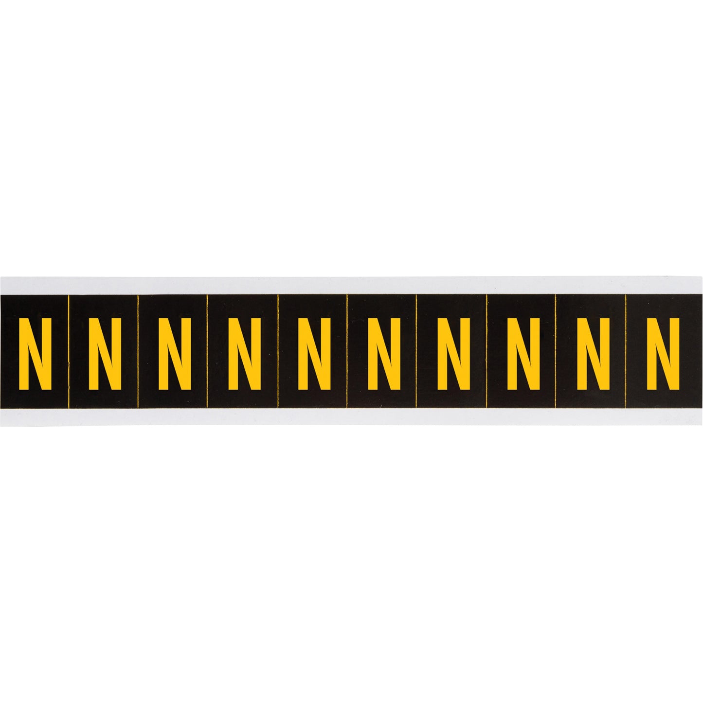 Brady Individual Number & Letter Labels, N, 2" H, Yellow on Black