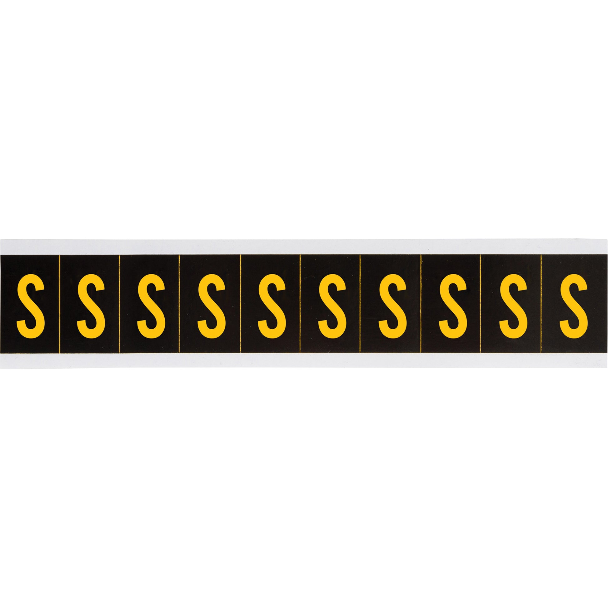 Brady Individual Number & Letter Labels, S, 2" H, Yellow on Black