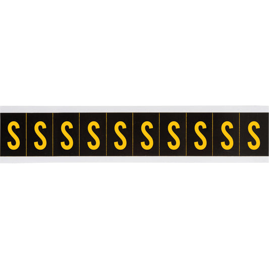 Brady Individual Number & Letter Labels, S, 2" H, Yellow on Black