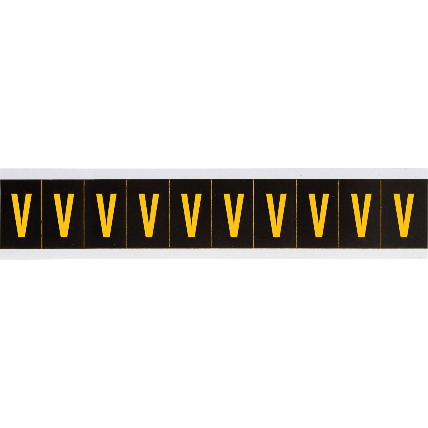 Brady Individual Number & Letter Labels, V, 2" H, Yellow on Black