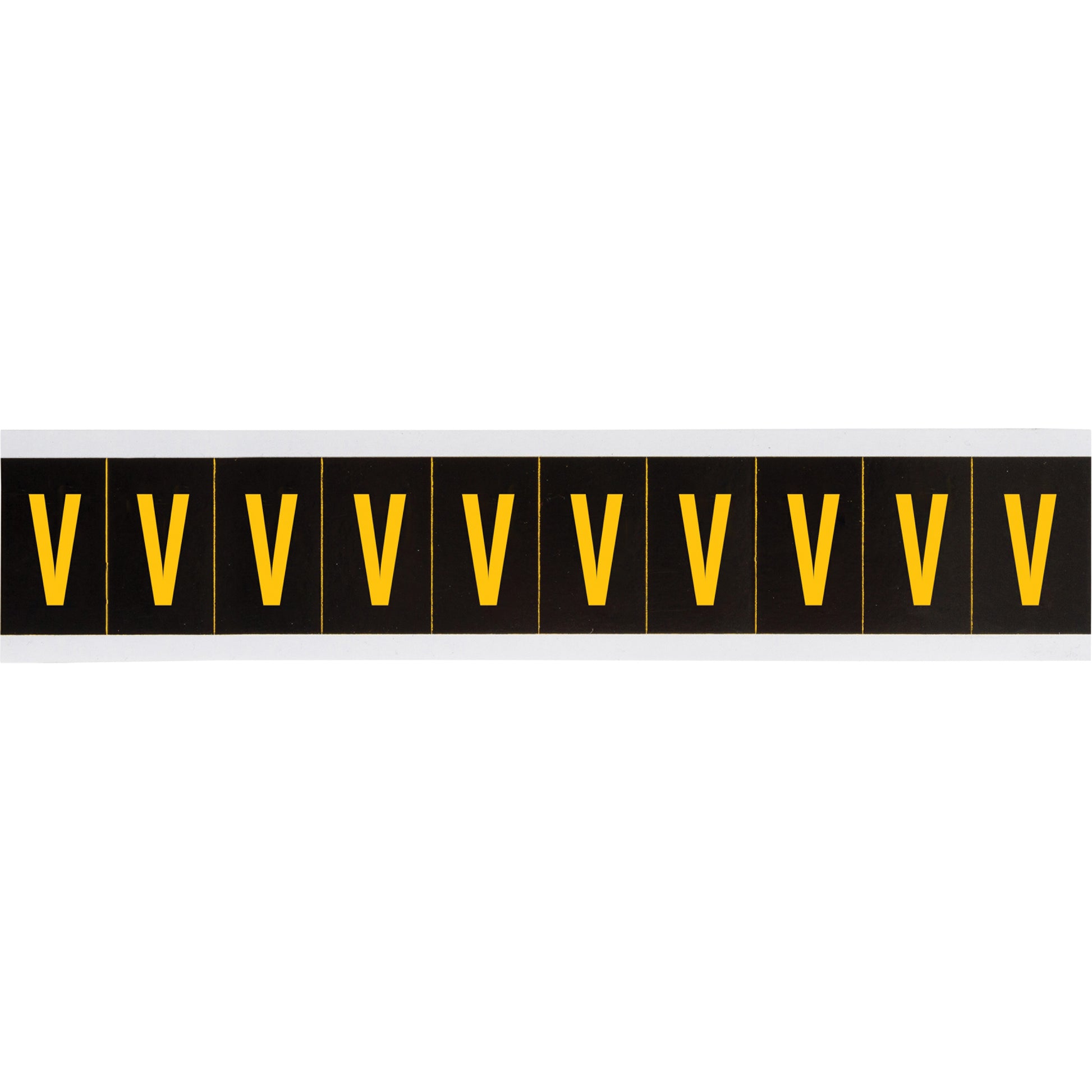 Brady Individual Number & Letter Labels, V, 2" H, Yellow on Black