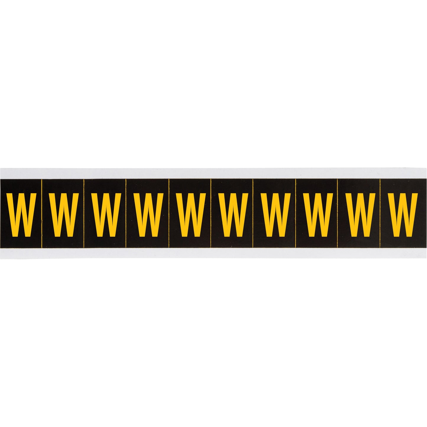 Brady Individual Number & Letter Labels, W, 1" H, Yellow on Black
