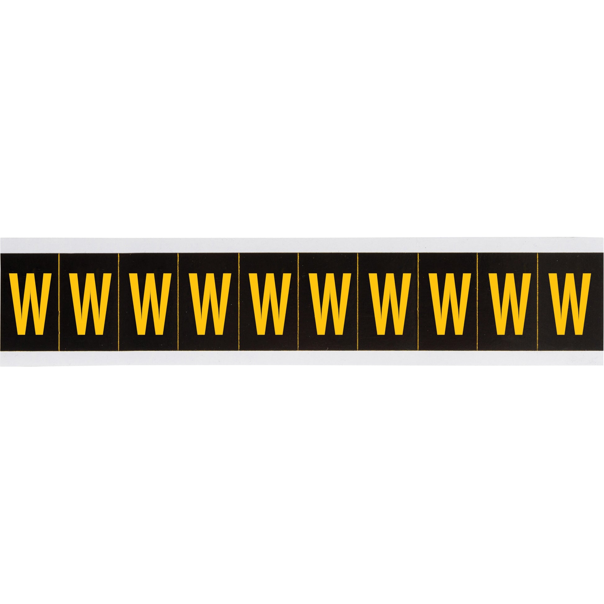 Brady Individual Number & Letter Labels, W, 1" H, Yellow on Black