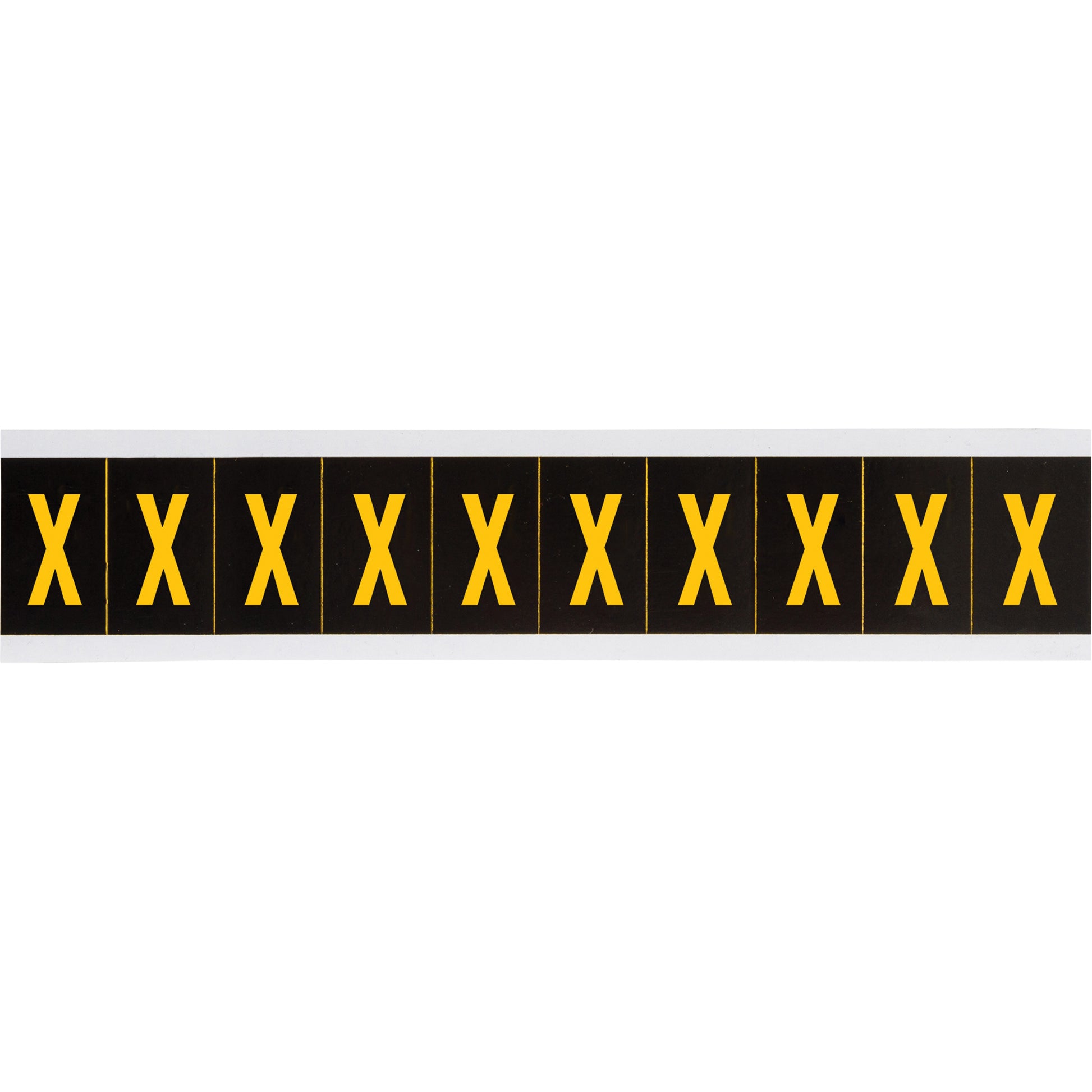 Brady Individual Number & Letter Labels, X, 2" H, Yellow on Black