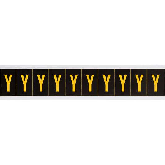 Brady Individual Number & Letter Labels, Y, 2" H, Yellow on Black