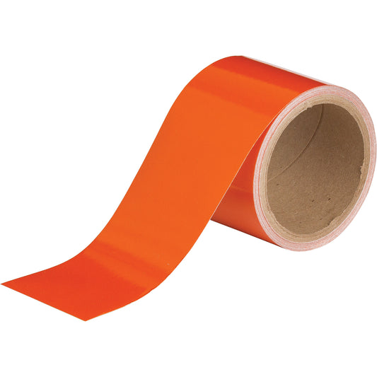Brady Reflective Marking Tape, 3" x 15', Acrylic, Orange