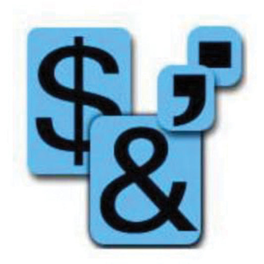 Brady Quick-Align® Individual Number and Letter Labels, Assorted Punctuation, 1" H, Black