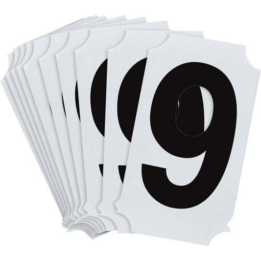Brady Quick-Align® Individual Number and Letter Labels, 9, 2" H, Black