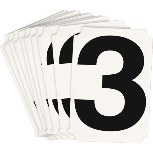 Brady Quick-Align® Individual Number and Letter Labels, 3, 3" H, Black