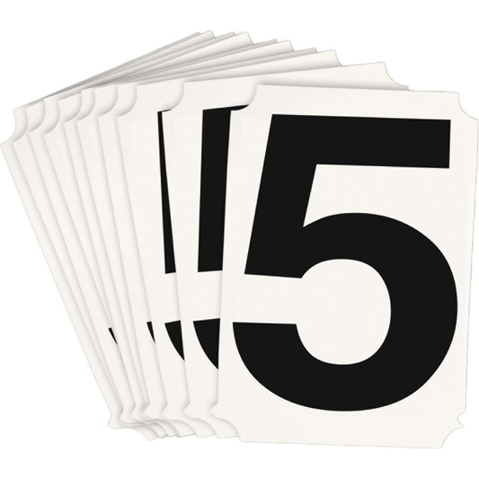 Brady Quick-Align® Individual Number and Letter Labels, 5, 3" H, Black