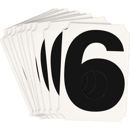Brady Quick-Align® Individual Number and Letter Labels, 6, 3" H, Black
